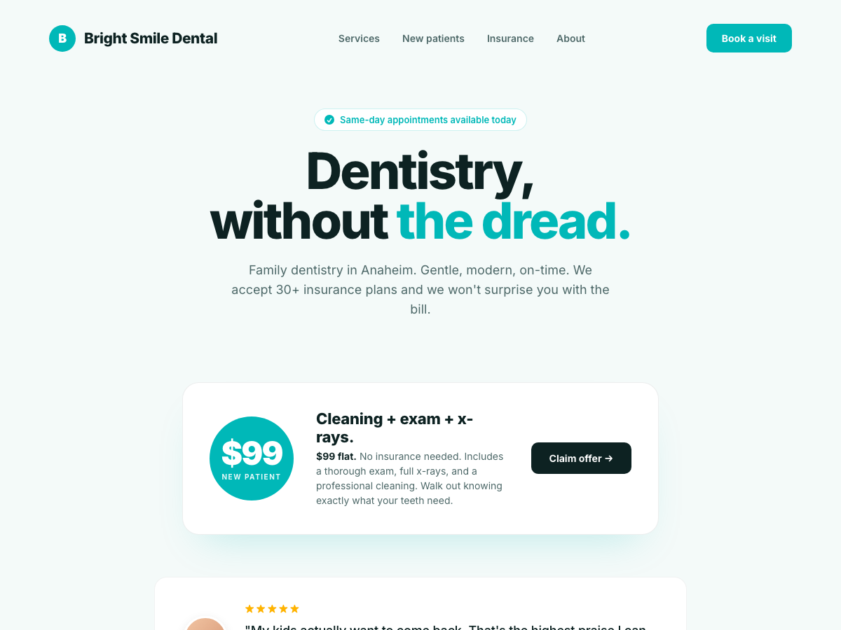 Dental practice website sample Dental practice website design sample by EZ Web Dev