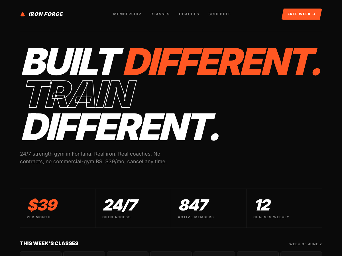 Fitness studio website sample Fitness studio website design sample by EZ Web Dev