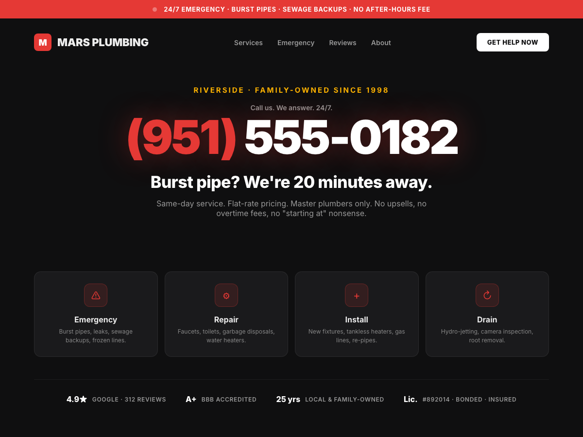 Plumbing & trades website sample Plumbing & trades website design sample by EZ Web Dev