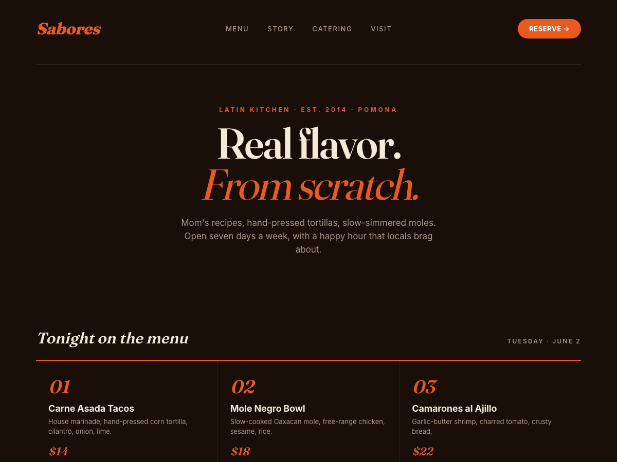 Restaurant website sample Restaurant website design sample by EZ Web Dev
