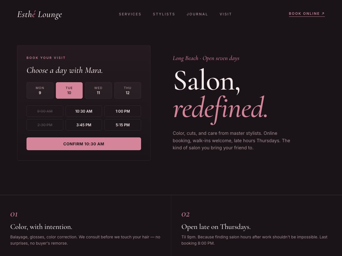 Salon & spa website sample Salon & spa website design sample by EZ Web Dev